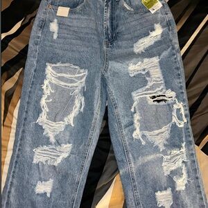 Distressed Blue Jeans